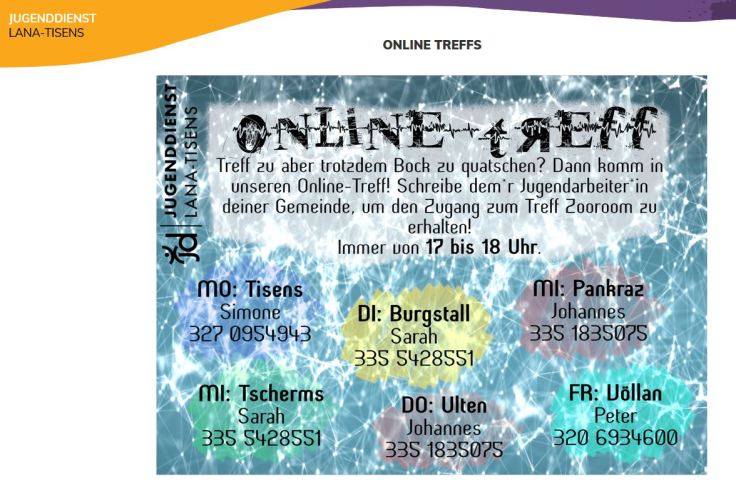 Jugendtreff Online Corona