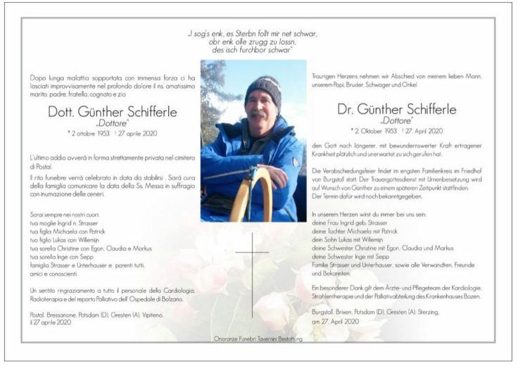 Trauer Schifferle Günther